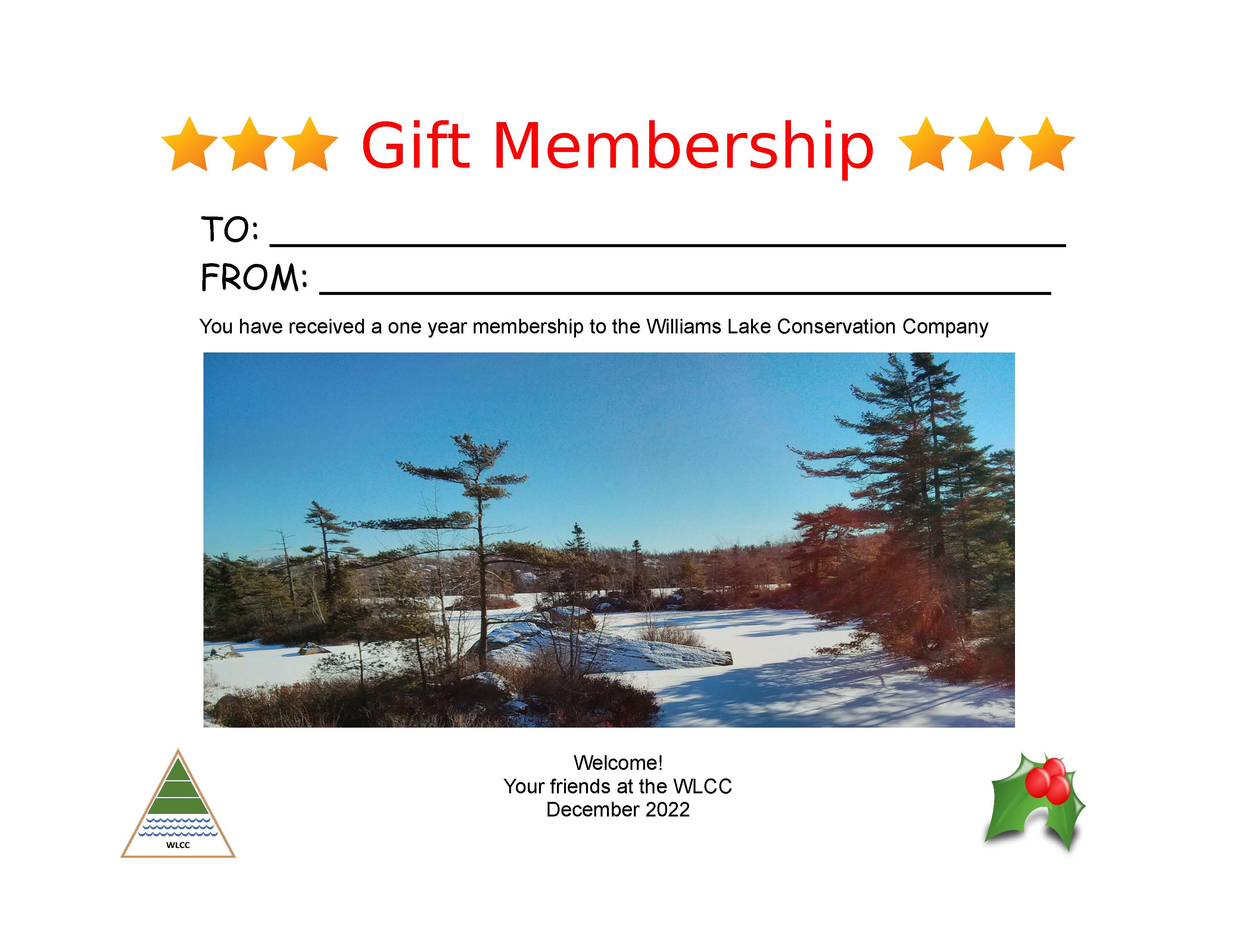 Sample WLCC Membership Gift Certificate